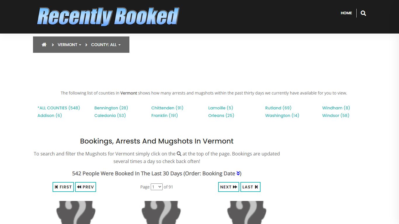 Bookings, Arrests and Mugshots in Vermont - Recently Booked