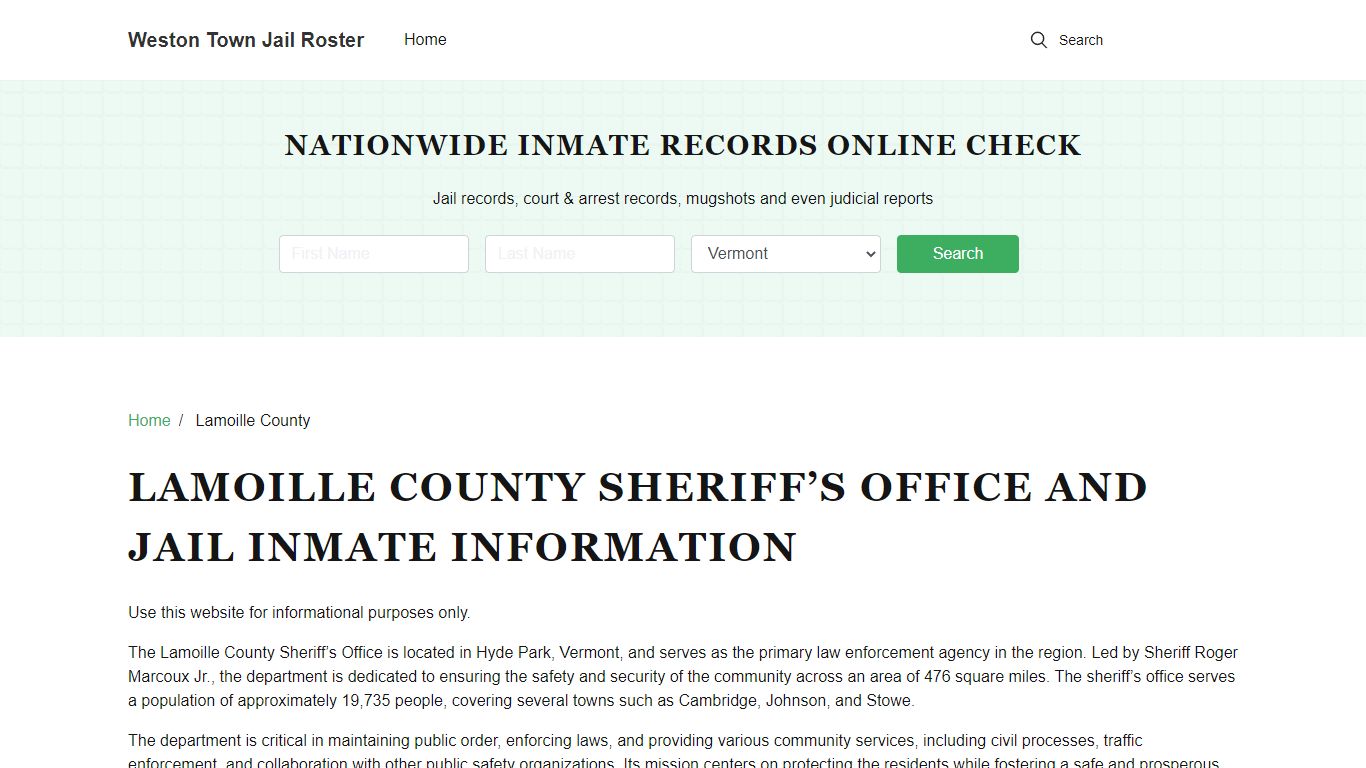 Lamoille County Sheriff, VT, Jail Inmate Search, Recent Arrests