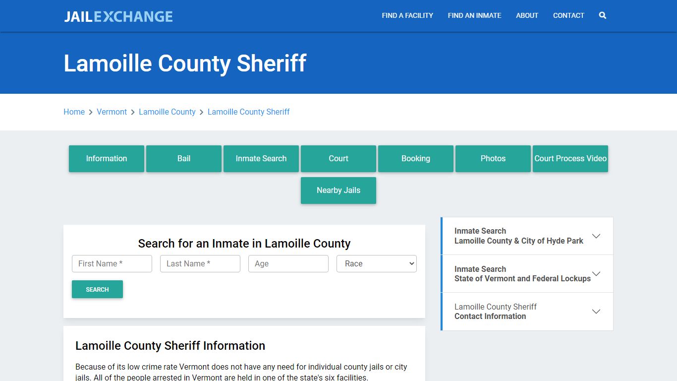 Lamoille County Sheriff Roster Lookup, VT, Inmate Search - Jail Exchange